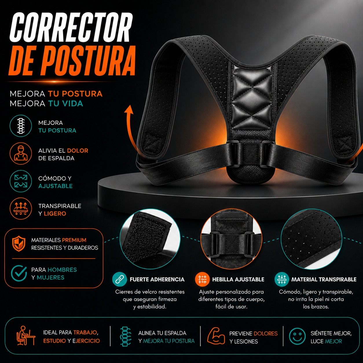 Corrector de Postura — Espalda Recta Desde el Día 1